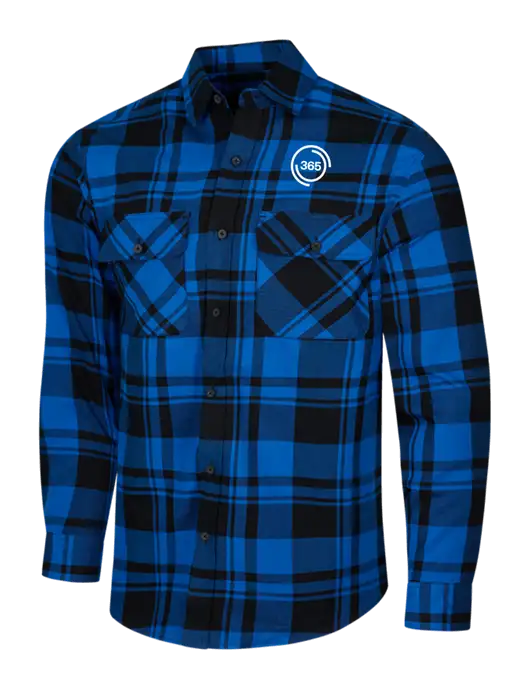 Royal/Black Plaid Flannel Shirt w/365 Icon Logo
