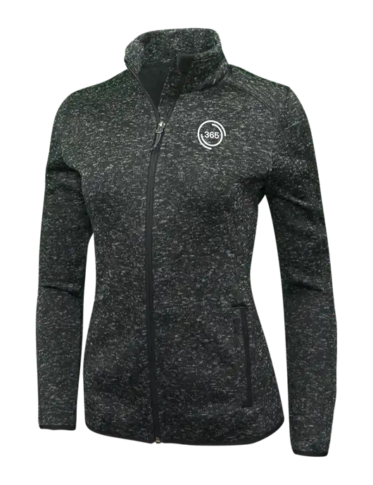 Black Heather Womens Sweater Fleece Jacket w/365 Icon Logo