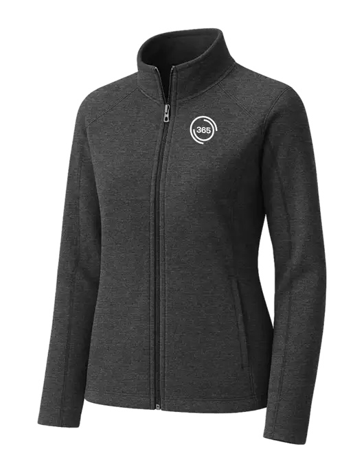 Charcoal Womens Heather Microfleece Full-Zip Jacket w/365 Icon Logo