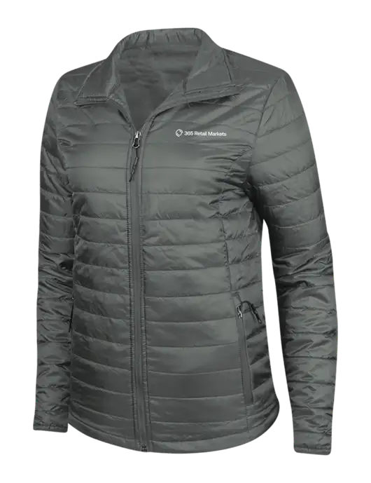 Dark Grey Womens Puffy Packable Jacket w/365 Logo