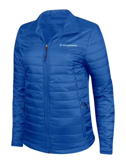 Dark Royal Blue Womens Puffy Packable Jacket w/365 Logo