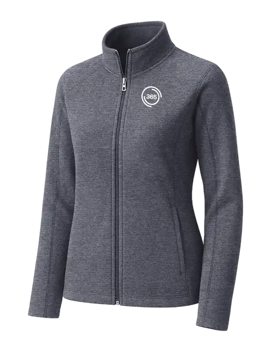 Light Navy Heather Womens Microfleece Full-Zip Jacket w/365 Icon Logo