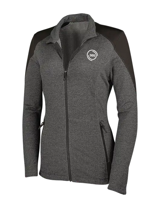 Medium Grey Heather Womens Grid Fleece Jacket w/365 Icon Logo