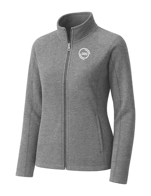 Medium Grey Womens Heather Microfleece Full-Zip Jacket w/365 Icon Logo
