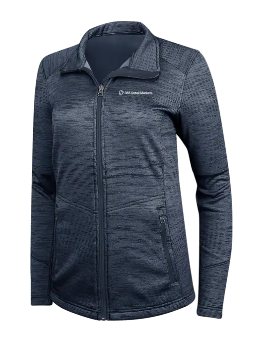 Navy Womens Digi Stripe Fleece Jacket w/365 Logo