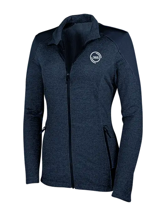 Navy Womens Grid Fleece Jacket w/365 Icon Logo