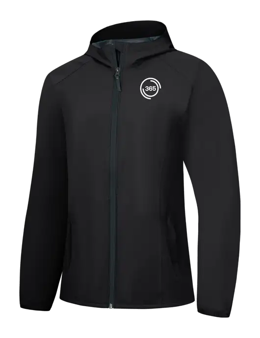 Womens Black Essential Rain Jacket w/365 Icon Logo