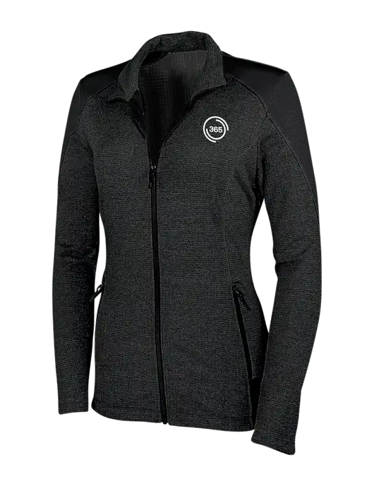 Womens Black Grid Fleece Jacket w/365 Icon Logo