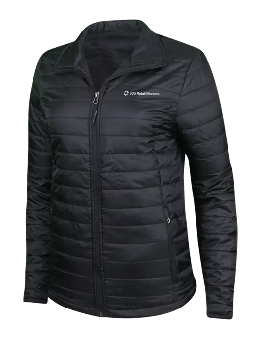 Womens Black Puffy Packable Jacket w/365 Logo