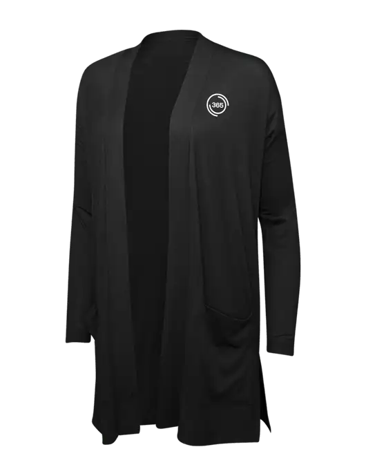 Black Womens Concept Long Pocket Cardigan w/365 Icon Logo
