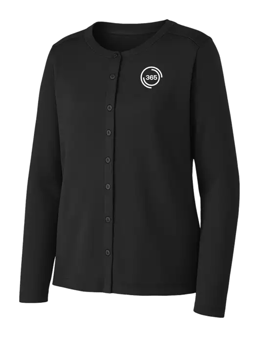 Black Womens Concept Stretch Button-Front Cardigan Sweater w/365 Icon Logo