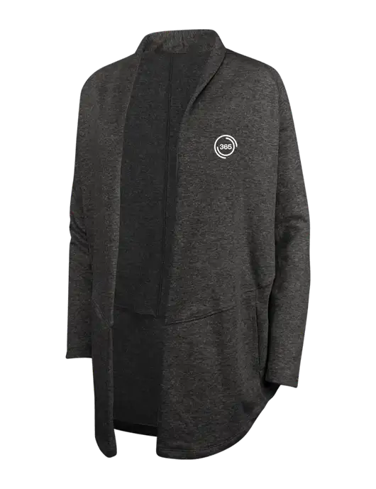 Charcoal Heather/ Medium Heather Grey Womens Interlock Cardigan w/365 Icon Logo