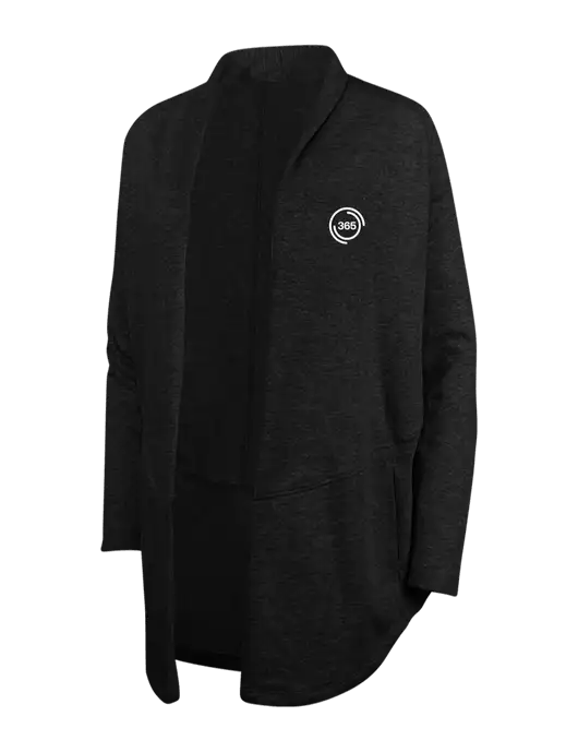 Deep Black/Charcoal Heather Womens Interlock Cardigan w/365 Icon Logo