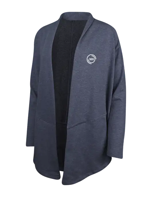 Estate Blue Heather/Charcoal Heather Womens Interlock Cardigan w/365 Icon Logo