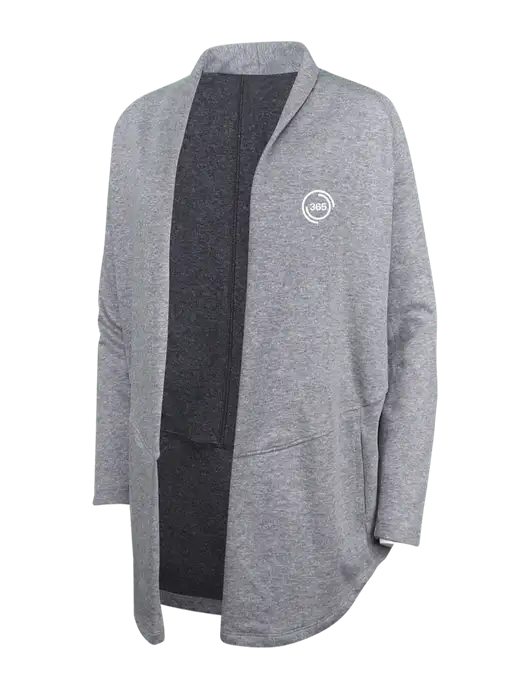 Medium Heather Grey/Char Heather Womens Interlock Cardigan w/365 Icon Logo