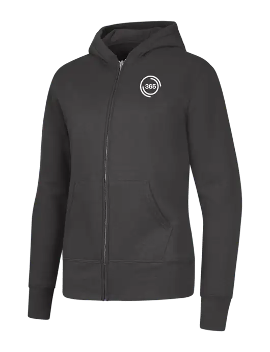 Charcoal Womens Core Fleece Full-Zip Hooded Sweatshirt w/365 Icon Logo