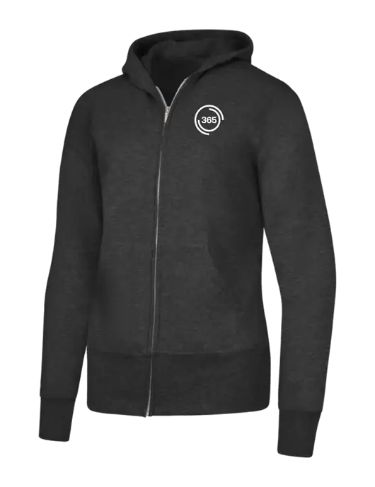 Dark Heather Grey Womens Core Fleece Full-Zip Hooded Sweatshirt w/365 Icon Logo