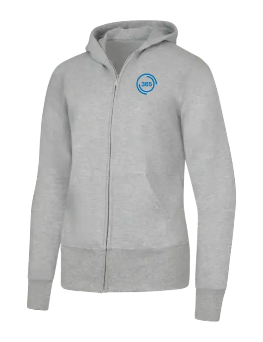 Grey Heather Womens Core Fleece Full-Zip Hooded Sweatshirt w/365 Icon Logo