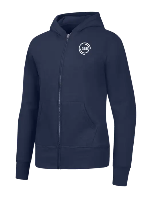 Navy Womens Core Fleece Full-Zip Hooded Sweatshirt w/365 Icon Logo