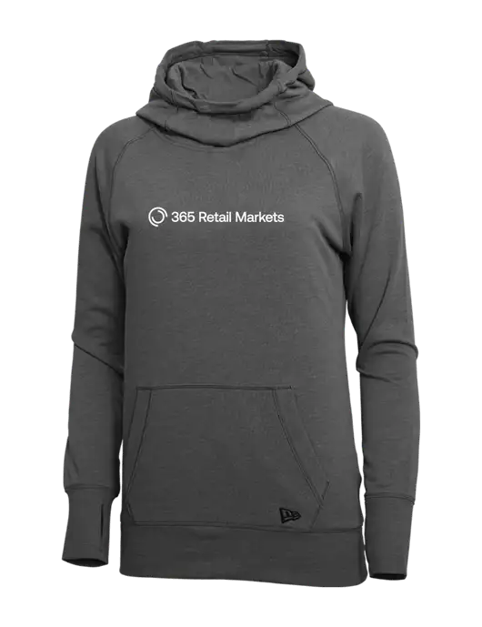 New Era Black Heather Womens Tri-Blend Fleece Pullover Hoodie w/365 Logo