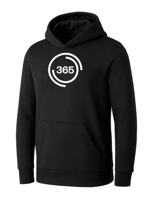 Womens Black Core Fleece Pullover Hooded Sweatshirt w/365 Icon Logo