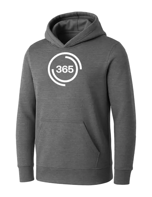 Womens Medium Grey Heather Core Fleece Pullover Hooded Sweatshirt w/365 Icon Logo