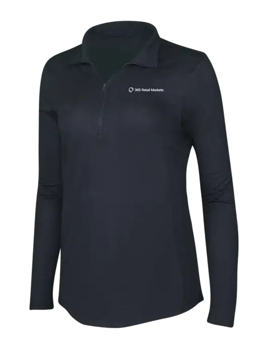 Black Triad Solid Womens Posicharge Tri-Blend Wicking 1/4 Zip Pullover w/365 Logo