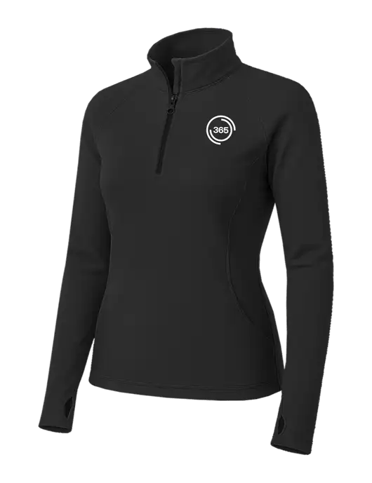 Charcoal Grey Womens Sport Wick Stretch 1/4 Zip Pullover w/365 Icon Logo