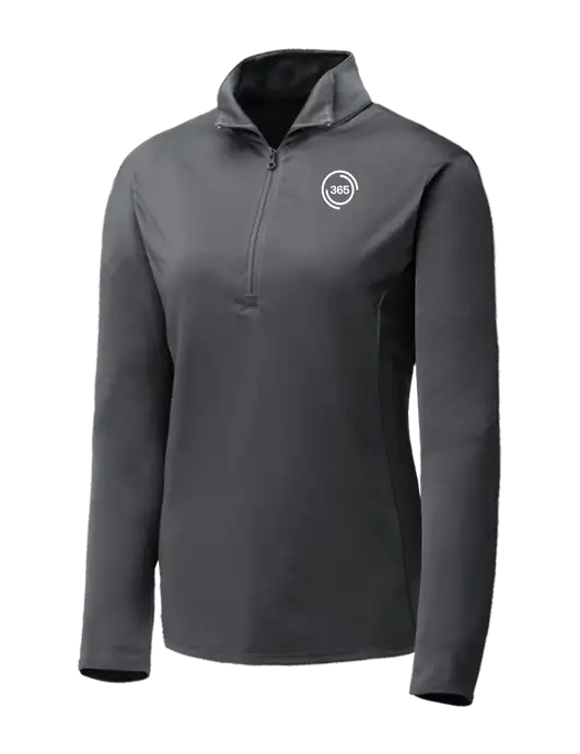Dark Grey Womens Posicharge Competitor ¼ Zip Pullover w/365 Icon Logo