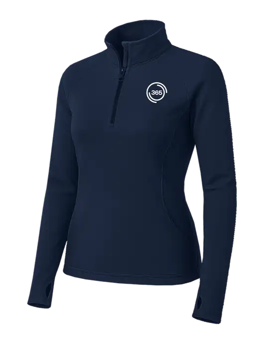 Navy Womens Sport Wick Stretch 1/4 Zip Pullover w/365 Icon Logo