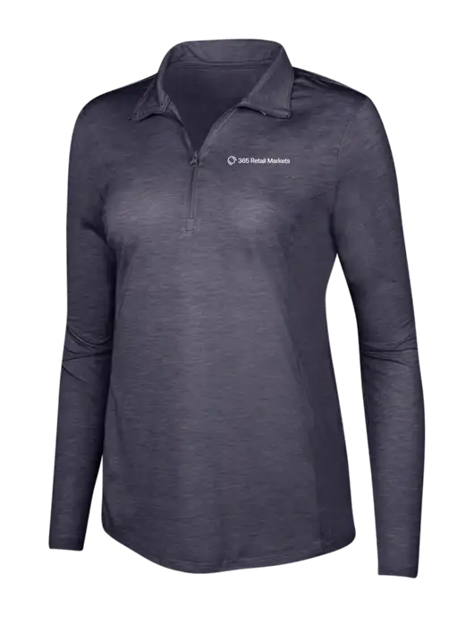 True Navy Heather Womens Posicharge Tri-Blend Wicking 1/4 Zip Pullover w/365 Logo