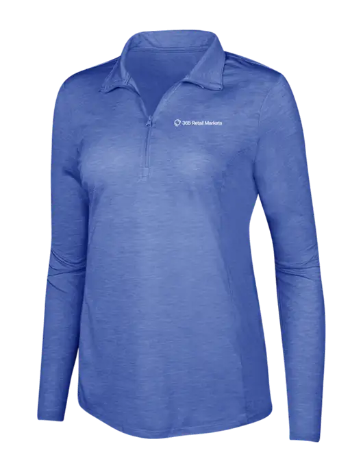 True Royal Heather Womens Posicharge Tri-Blend Wicking 1/4 Zip Pullover w/365 Logo