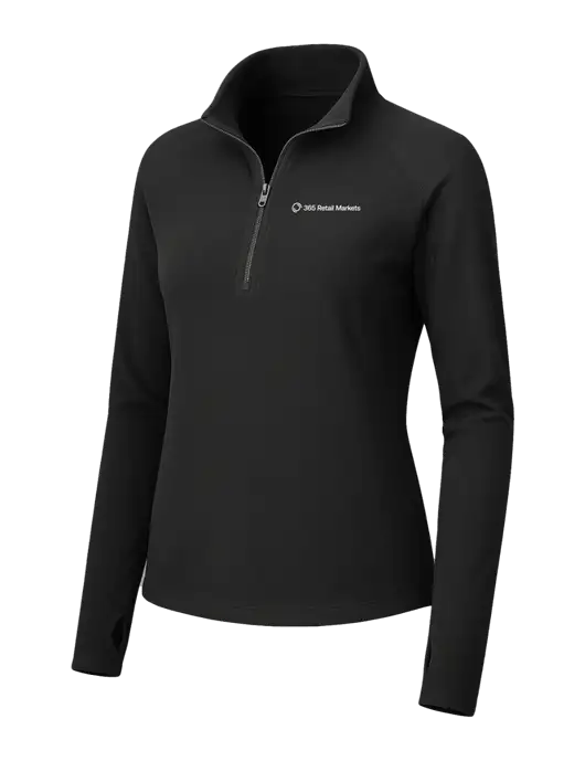 Womens Black Microfleece 1/2 Zip Pullover w/365 Logo