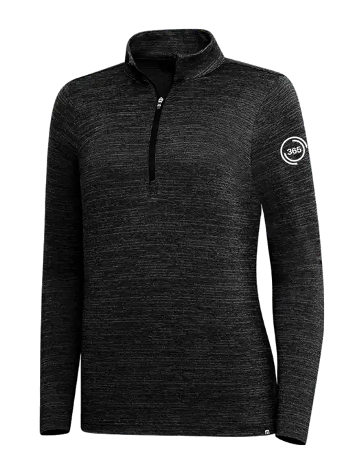 TravisMathew Black Womens Crestview 1/4 Zip w/365 Icon Logo