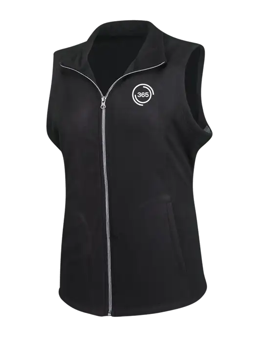 Black Womens Microfleece Vest w/365 Icon Logo