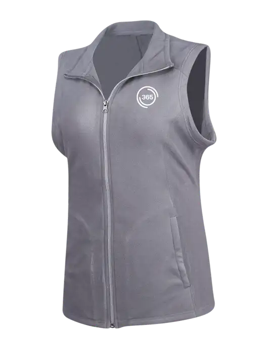 Medium Grey Womens Microfleece Vest w/365 Icon Logo