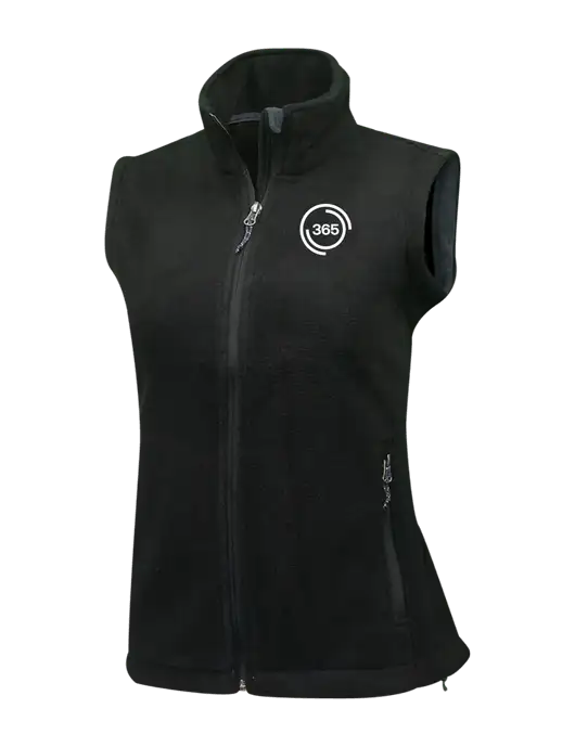 Womens Black Fleece Vest w/365 Icon Logo