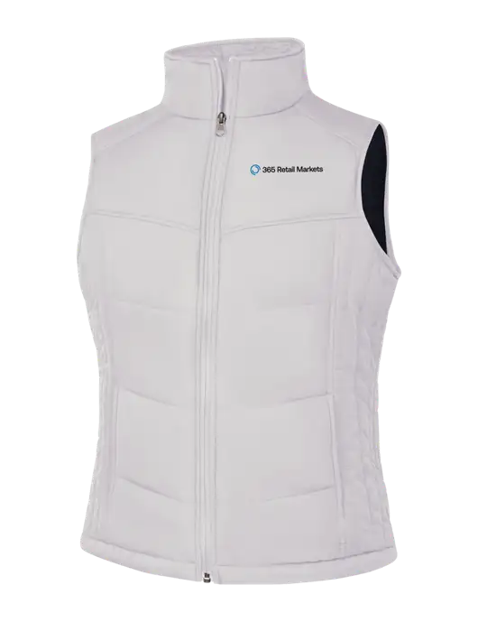 Womens White/Dark Slate Puffy Vest w/365 Logo