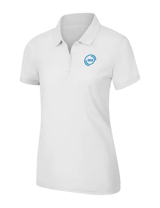 White Womens Core Classic Pique Polo w/365 Icon Logo
