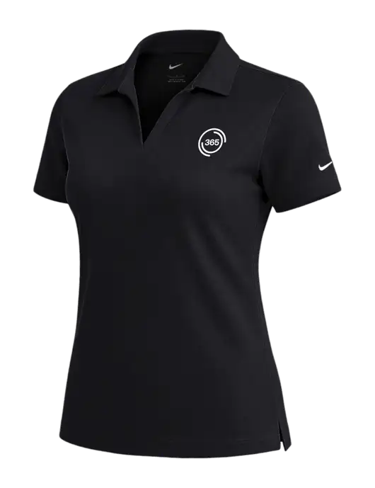 NIKE Black Womens Dri-Fit Micro Pique Polo w/365 Icon Logo