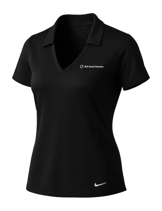 NIKE Black Womens Dri-Fit Vertical Mesh Polo w/365 Logo