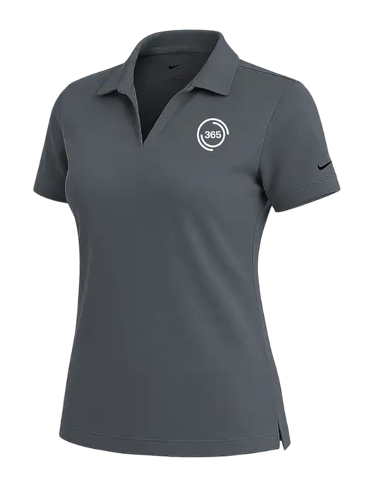 NIKE Dark Grey Womens Dri-Fit Micro Pique Polo w/365 Icon Logo