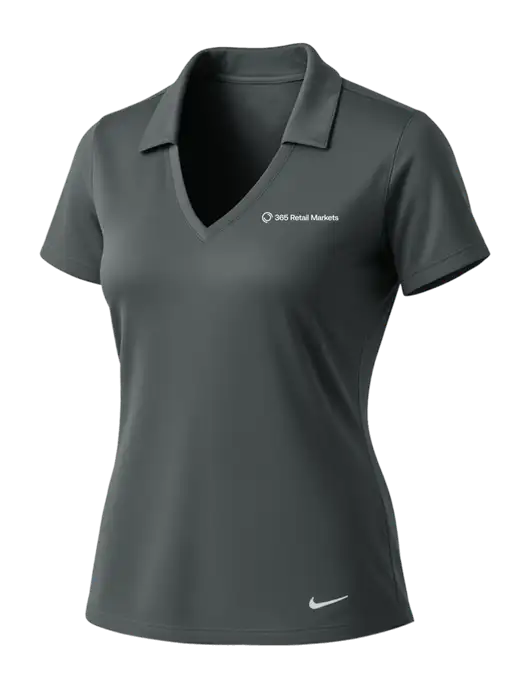 NIKE Dark Grey Womens Dri-Fit Vertical Mesh Polo w/365 Logo