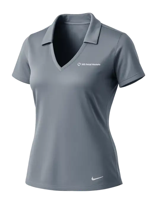 NIKE Medium Grey Womens Dri-Fit Vertical Mesh Polo w/365 Logo