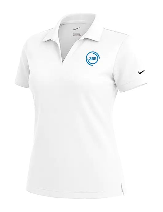 NIKE White Womens Dri-Fit Micro Pique Polo w/365 Icon Logo
