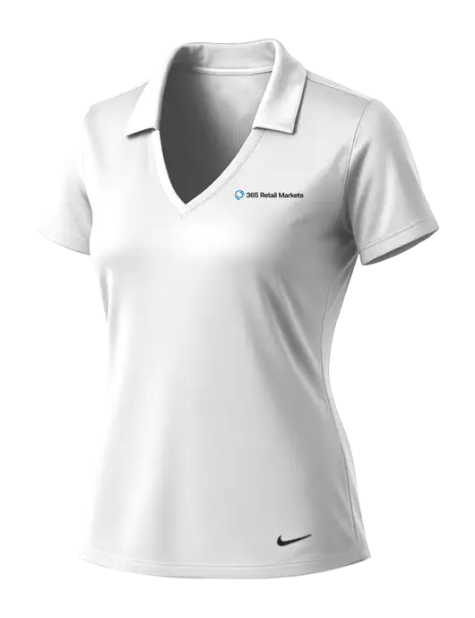 NIKE White Womens Dri-Fit Vertical Mesh Polo w/365 Logo