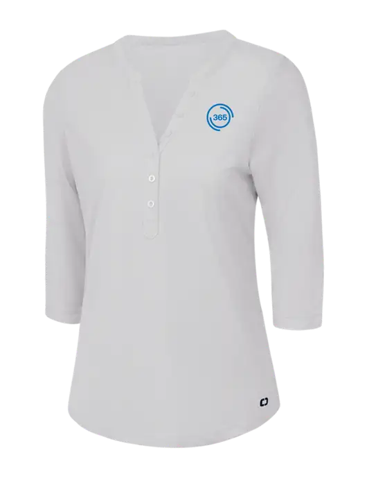 OGIO Bright White Jewel Henley w/365 Icon Logo