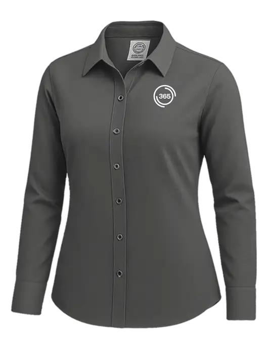 Brooks Brothers Womens Dark Grey Wrinkle-Free Stretch Nailhead Shirt w/365 Icon Logo
