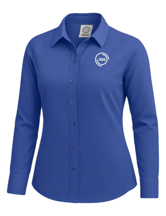 Brooks Brothers Womens Royal Blue Wrinkle-Free Stretch Nailhead Shirt w/365 Icon Logo