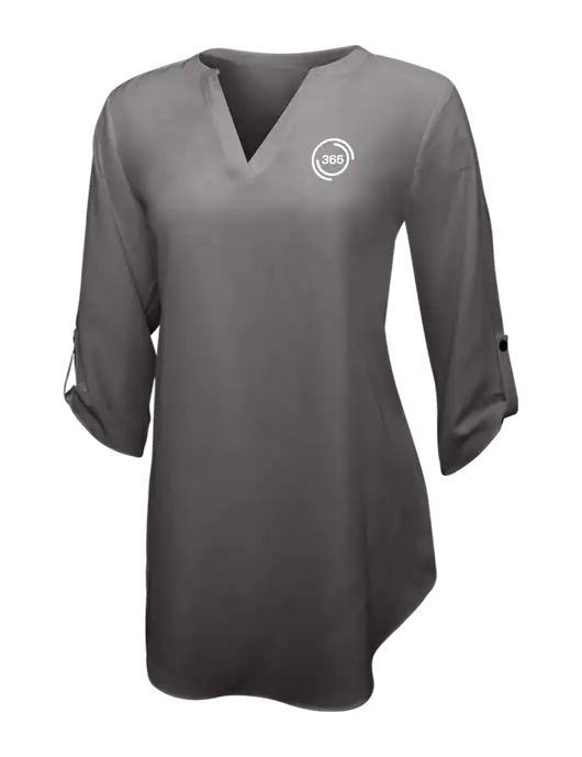 Dark Grey Womens 3/4 Sleeve Tunic Blouse w/365 Icon Logo